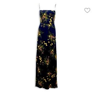 Reformation Ingrid Floral Dress in Navy Blue